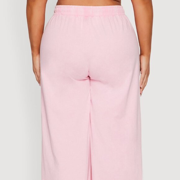 Ultra Comfy Plus Size 3X Loose Fit Sweatpants & Crop Top SET Pink White Stripe - Picture 5 of 8